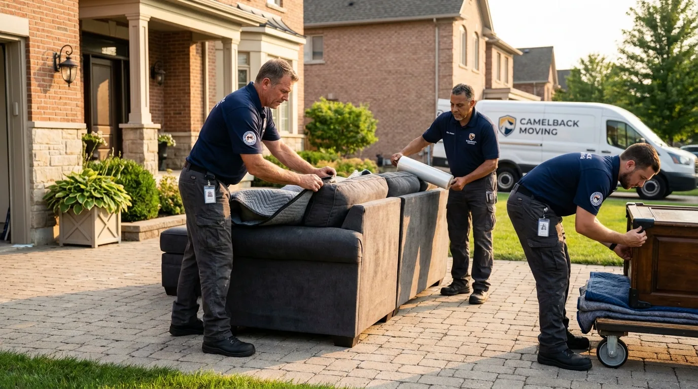 Large estate moving crew wrapping furniture in New Haven, MO